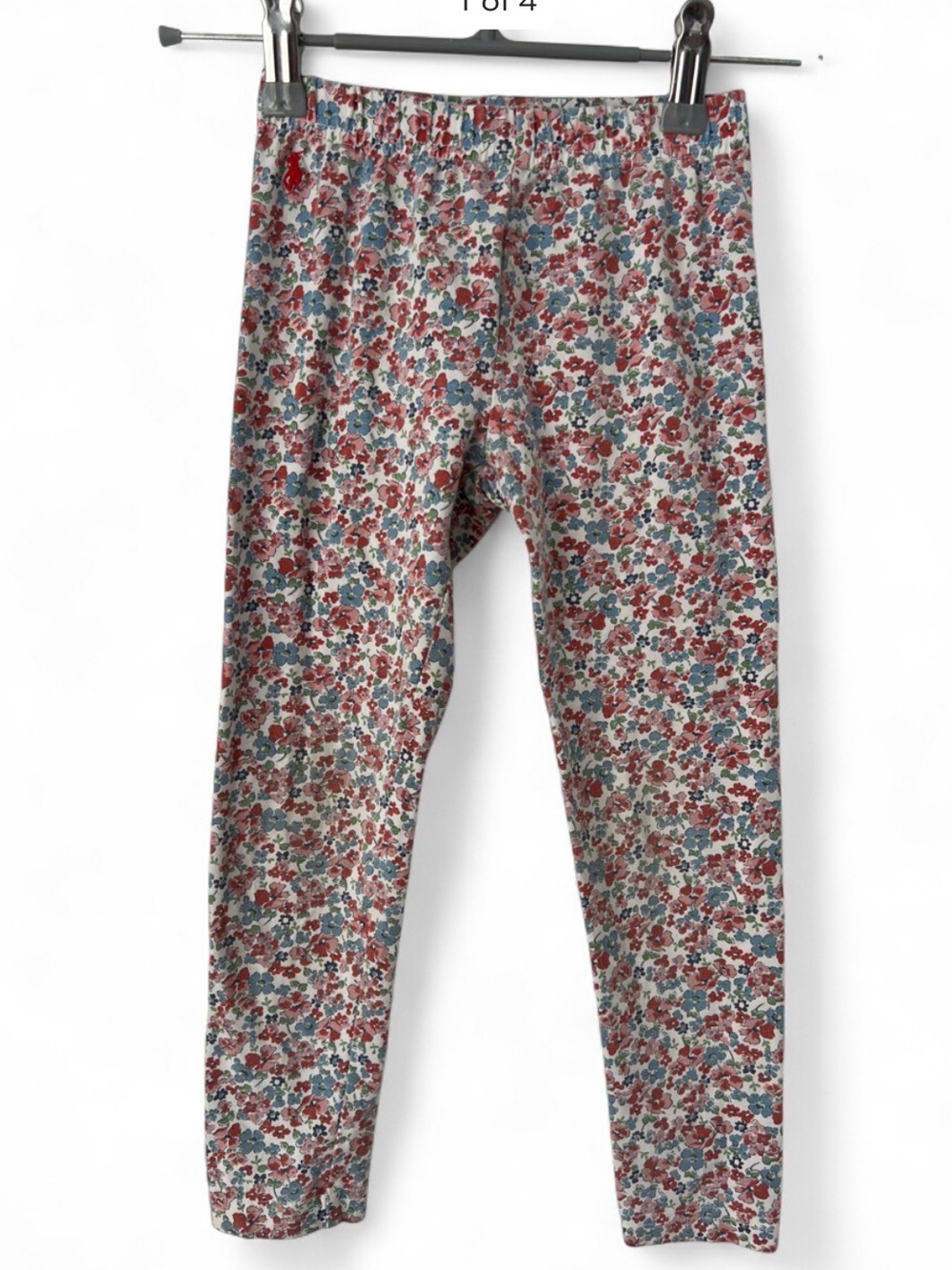 Kids Floral Leggings - Red & Blue